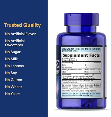 Puritan's Pride Advanced Glucosamine Chondroitin MSM with Vitamin D3 50mcg