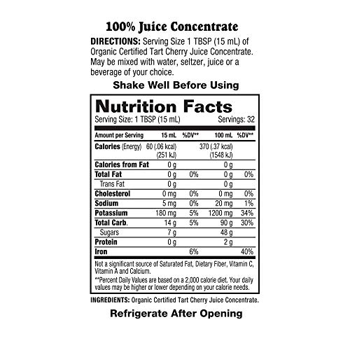 Dynamic Health Organic Tart Cherry Juice Concentrate, 16 fl oz Bottle