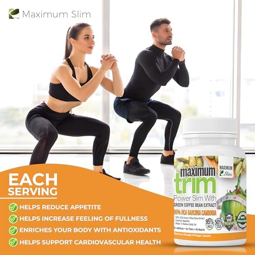 Maximum Slim Most Effective Formulation MaximumTrim Garcinia CAMBOGIA with Green Coffee Bean Extract All Natural Weight Loss