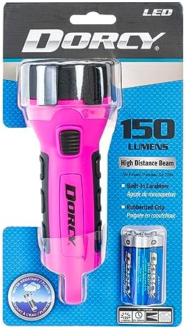 Dorcy 55 Lumen Floating Water Resistant LED Flashlight with Carabineer Clip, Purple (41-2508)