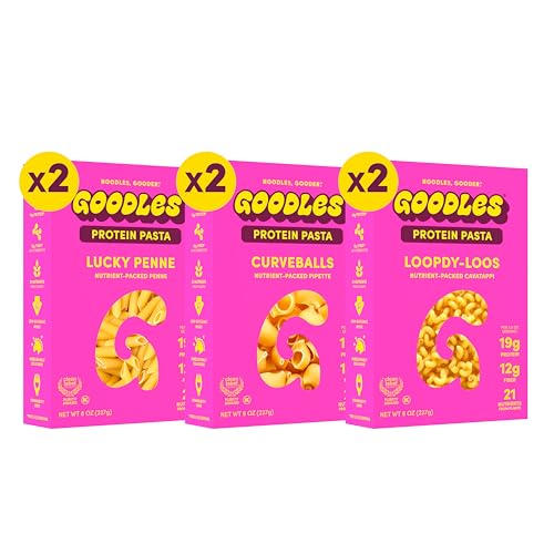 GOODLES Pasta Variety Pack 6 Pack, 8oz - 10g Protein, 7g Fiber with Prebiotics, 21 Plant-Based Nutrients | Kosher | Clean Label Certified
