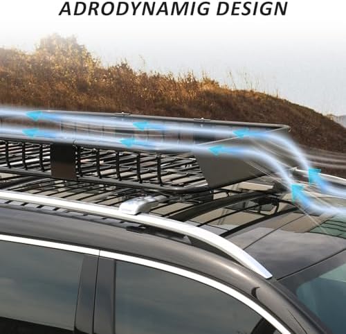 FORWODE 250LBS Universal Roof Rack Basket, 64"x39"x6" Rooftop Cargo Carrier Rack + Waterproof Cargo Bag 15 Cubic Feet(43"x34"x17")