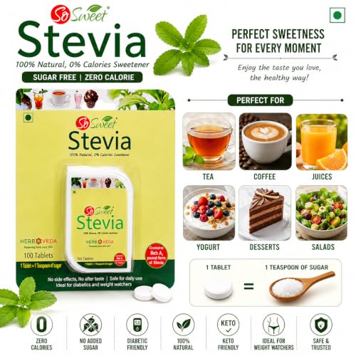 So Sweet Stevia 500 Tablet Dispenser - Natural Sweetener, Zero Calories, Keto-Friendly, Sugar Substitute, No Artificial Flavors, Convenient Travel Size