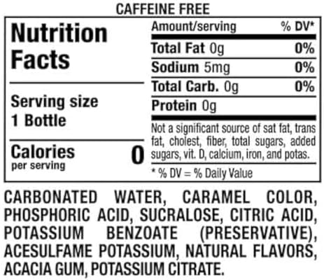 Diet Rite Pure Zero Cola, soda, No Caffeine, 6 pack of 16.9 oz bottles