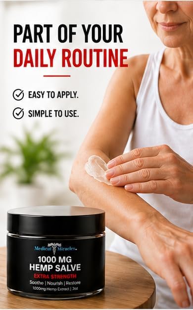 Medical Miracles Hemp Salve 1000 mg – Extra Strength Topical Skin Balm, Smooth Non-Greasy Feel, Fast-Absorbing Daily Use, 2 oz