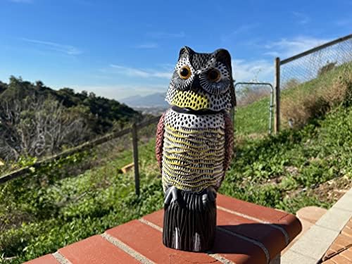 GiftExpress 16" Large Owl Decoy with Rotating Head – Realistic Garden Statue Bird & Squirrel Deterrent