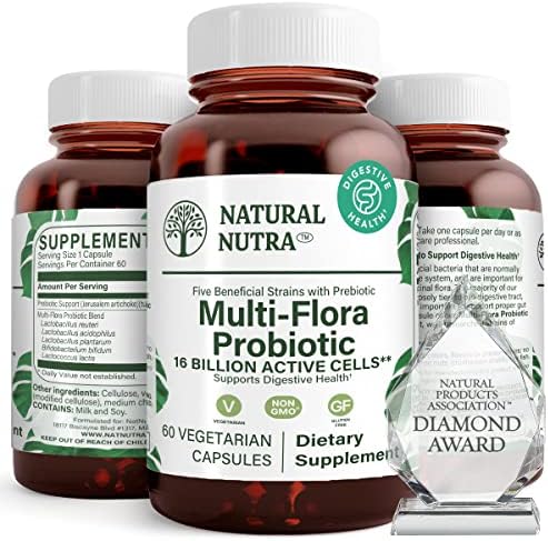 Natural Nutra Probiotic Quattro, 50 Vegetarian Capsules | Advanced Probiotic Supplement, 4 Powerful Strains Including Lactobacillus Acidophilus, Bifidus, Supports Digestive