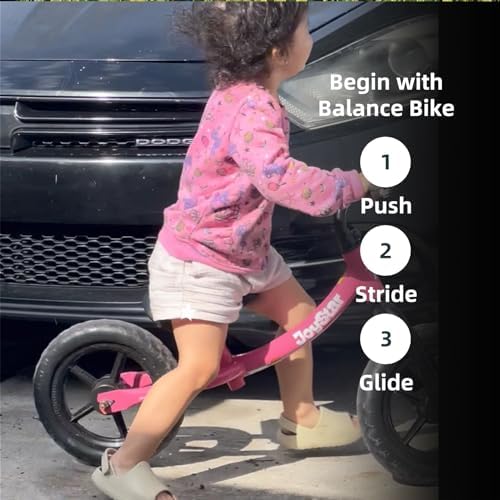 JOYSTAR Toddler Balance Bike 2-5 Year Old, No Pedal, Adjustable Seat | 12" Balance Bike Push Bike Adjustable Handlebar Lightweight Steel Frame, Ideal Gift for Boys and Girls
