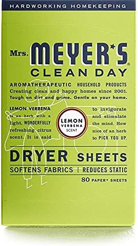 Mrs. Meyer's Clean Day Dryer Sheets, 80 Count (Lemon Verbena, Pack - 1)