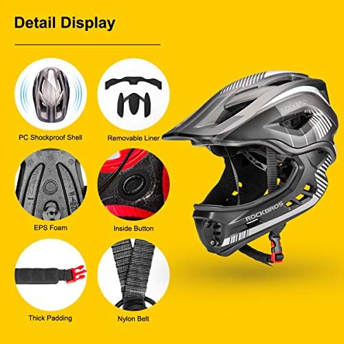 ROCKBROS Kids Full Face Bike Helmet Lightweight Detachable MTB Helmet