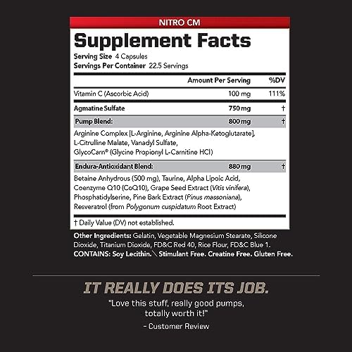 PMD Sports Nitro CM Nitric Oxide with Agmatine Supplement - 90 Capsules | Muscle Growth Support, Muscle Pump, L-Arginine, Endurance Antioxidants Boost, Hardcore Training and Bodybuilding Support