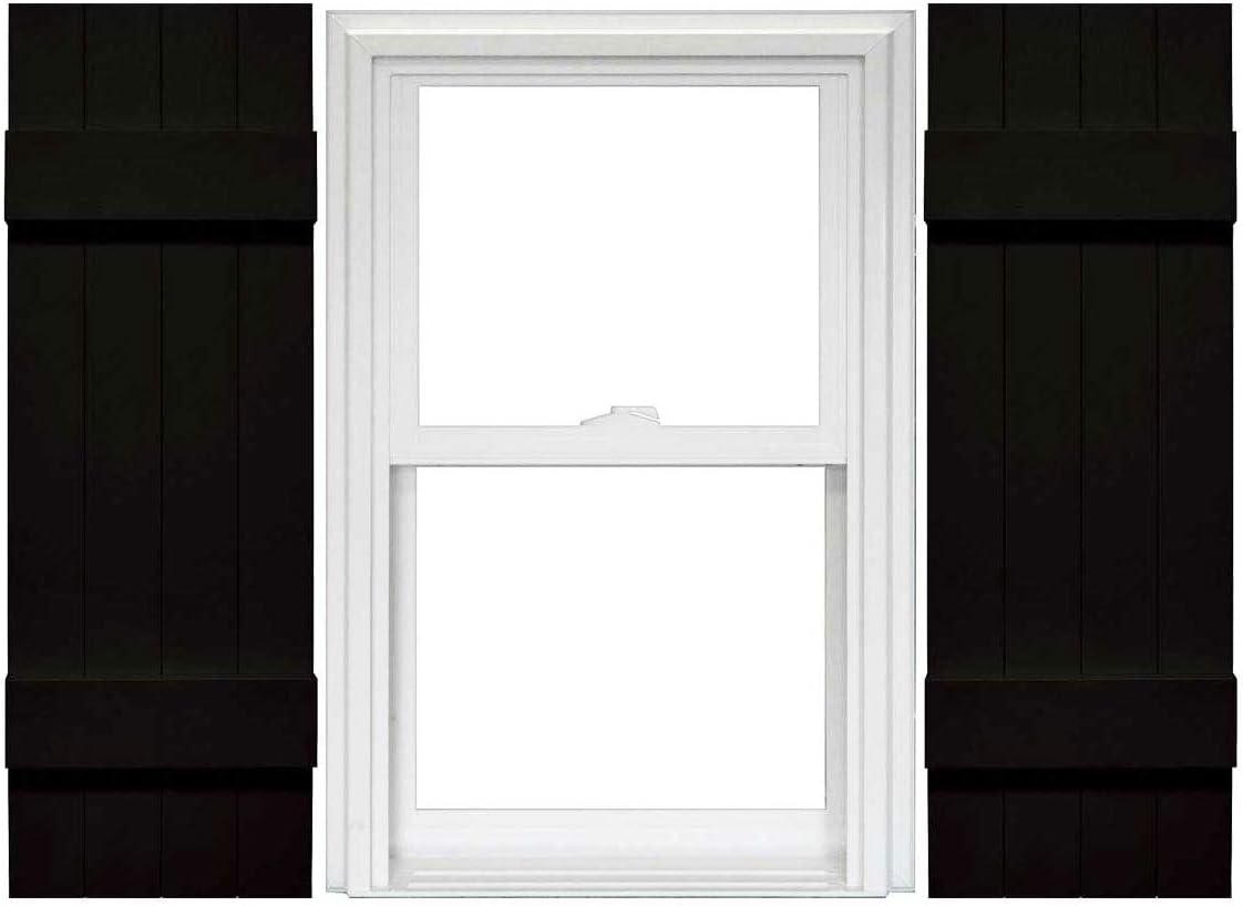 Mid America Board and Batten 14" 4 Board Joined Vinyl Standard Shutter (1 Pair) - 14 x 35 002 Black