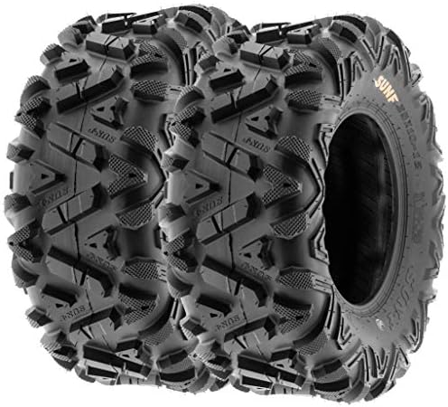 SunF ATV Tires All Terrain Tires 24x8-12 Front & 25x11-10 Rear 6 PR Tubeless A033, Set of 4