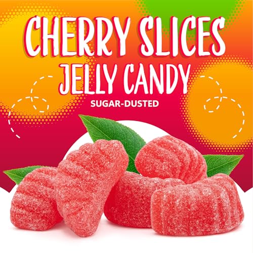 Cherry Slices Jelly Candy, Fruit Slices with Cherry Flavor, 2 Lb Bag