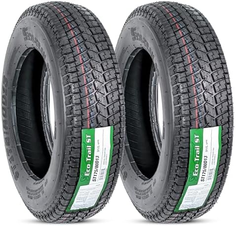 eCustomrim 2-Pack ST175/80D13 13 Inch DEEP TREAD Trailer Tire Load Range C | 6-Ply 1360 Lbs 175/80D13 175 80 13 Heavy Duty Equipment Utility Trailer