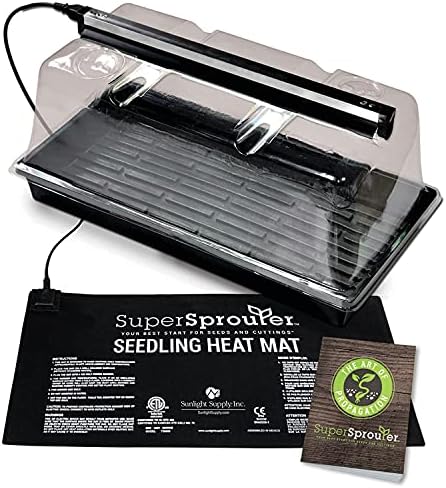 Super Sprouter Premium Heated Propagation Kit for Starting Seeds or Cuttings, Includes Heat Mat, Tray, Grow Light, and More