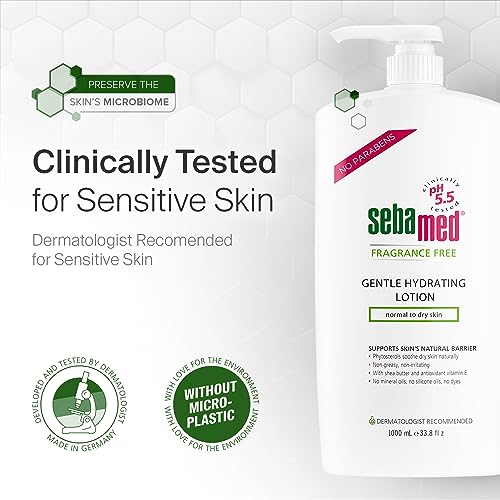 SEBAMED Fragrance-Free Gentle Hydrating Lotion Ultra Mild Dermatologist Recommended Moisturizer for Normal To Dry Sensitive Skin 33.8 Fluid Ounces (1 Liter)