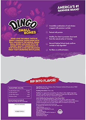 Dingo 156095 Rawhide Bones For Small Dogs, Chicken,White, 6-Count, 8 Ounces