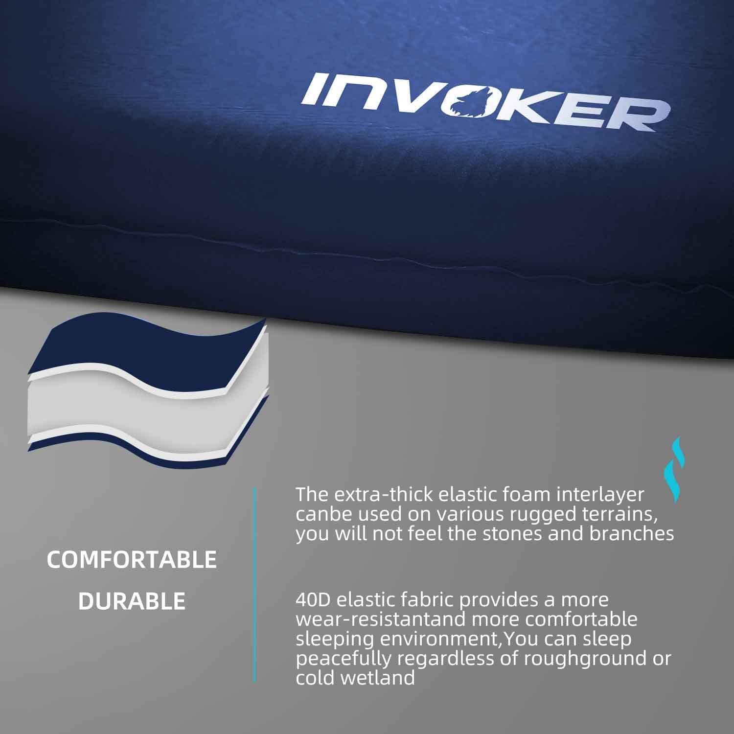 INVOKER Camping Sleeping Pad, Self-Inflating, 75 x 24 x 3.15 in, Green