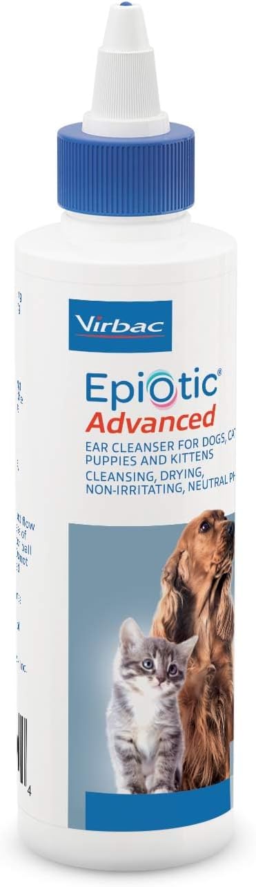 Epiotic Advanced Ear Cleanser|Gentle Ear Cleanser for Dogs and Cats | Neutral pH routine dog ear wash and cat ear cleaner dries wet ears, cleanses wax & debris to smell fresh and clean