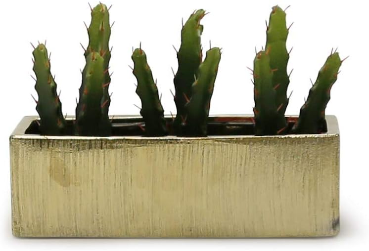 WGVI Long Rectangle Ceramic Planter Vase in White 14" x 4" x 4"H, Rectangular Box Block Terrarium Pot, Flower Arrangement, Tabletop Centerpiece