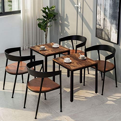 MUPATER Square Table 27.6" W x 27.6" L x 29.5" H, Rustic Brown Metal Frame