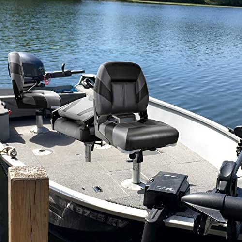 NORTHCAPTAIN T1 Deluxe Low Back Folding Fishing Boat Seats 2 Pack - Premium Bass/Jon/Pontoon Boat Chairs,4 Mounting Screws Included