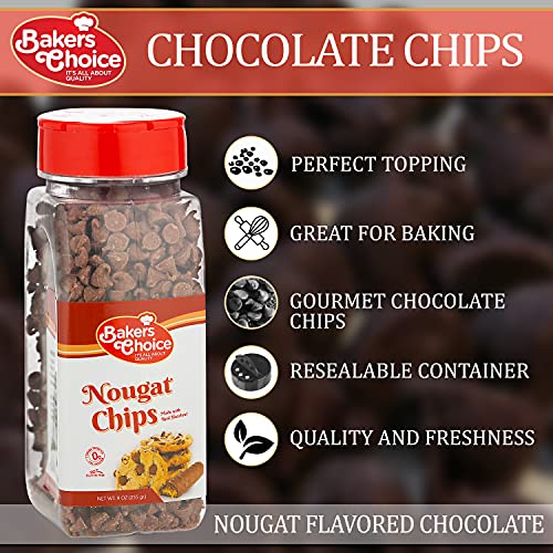 Nougat Flavored Chocolate Chips Non Dairy, Kosher 9 Ounce. Baker’s Choice