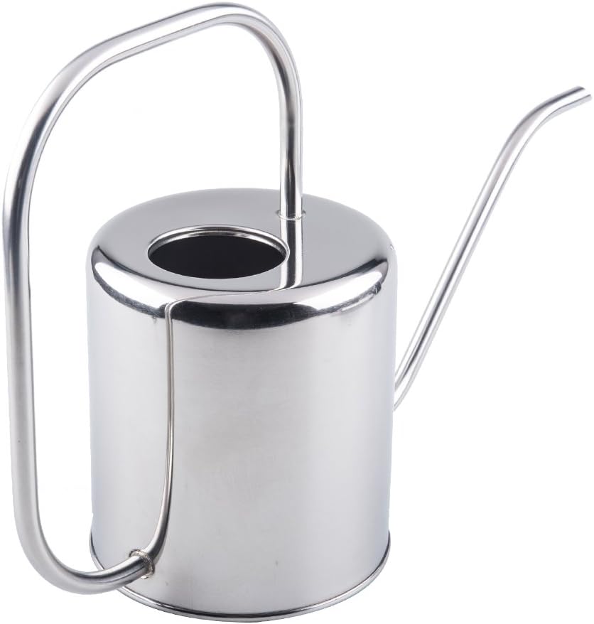 Fasmov 51 Oz Stainless Steel Watering Can Modern Style Watering Pot, Watering Can with Long Spout for Easy Pour, Water Outdoor Garden, Indoor Plant (Silver)