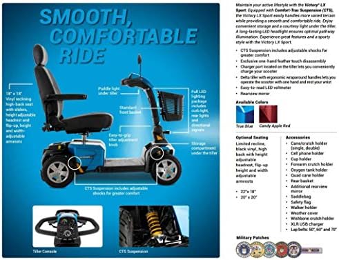 Pride Mobility Victory LX Sport 4 Wheel Scooter (Candy Apple Red, 20" x 20" Seat)
