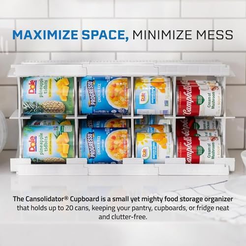 Cansolidator Cupboard - 1-Pack Can Organizer for Pantry, Stackable Soda Can Storage for Kitchen, Holds 20 Cans of Food or Soda
