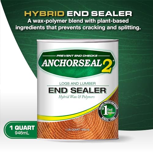 ANCHORSEAL 2 Log and Lumber End Grain Sealer, Prevents Checking, 1 Quart | Prevents up to 90% of end-checks, Green wood sealer, For turning blanks & bowls