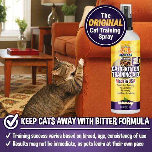 Bodhi 3-in-1 Cat & Kitten Training Aid - Cat Deterrent Spray for Indoor and Outdoor Use - Repellent to Establish Boundaries, Keep Cats Off Furniture
