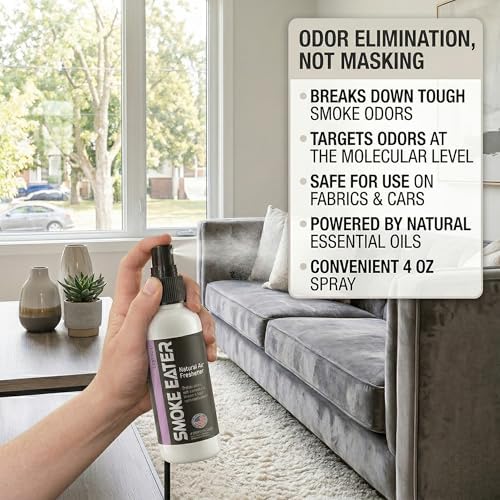 Smoke Eater Odor Eliminator Spray & Air Freshener, Lavender, 4 oz | Cigarette, Cigar, Cannabis & Tobacco, For Car, Home, Clothes, Travel Size, Tea Tree Oil Formula, Non-Aerosol Pump Spray