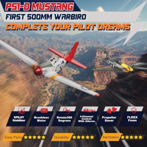 LEAMBE 4 Channel RC Plane, Ready to Fly Aerobatic Aircraft, Easy Control for Beginners, P51 Mustang RC Airplane Best Gift for Adults