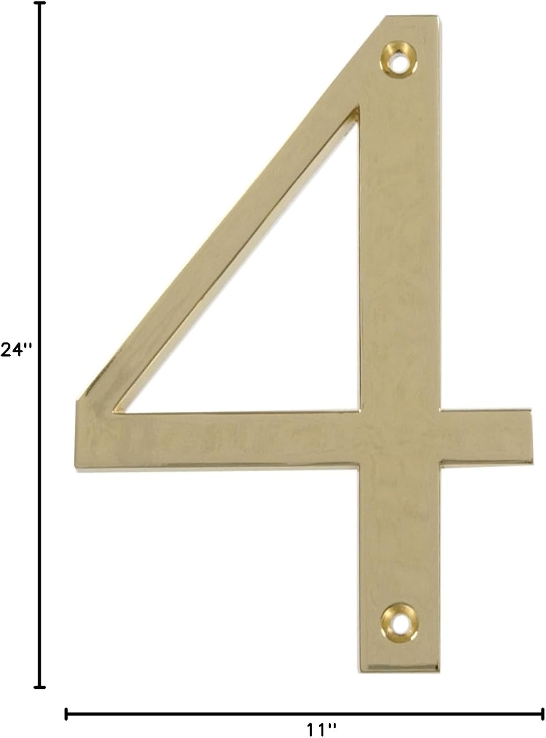 Distinctions 843154 House Number 4, Polished Brass Zinc Flush Mount Address Number, Modern Outdoor Address Sign for Front Door, Mailbox, Wall