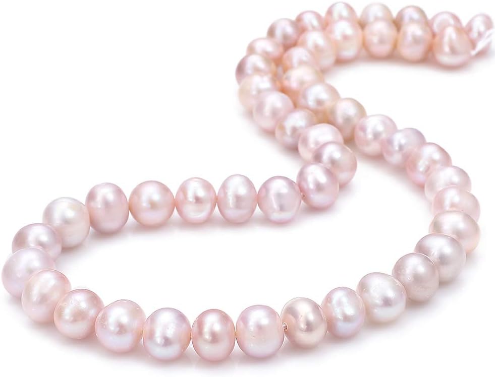 BEADIA Natural Pearl Beads Side Hole 7-8mm Purple Freshwater Cultured Loose Gemstone Beads for DIY Jewelry Making 13.8''/Strand