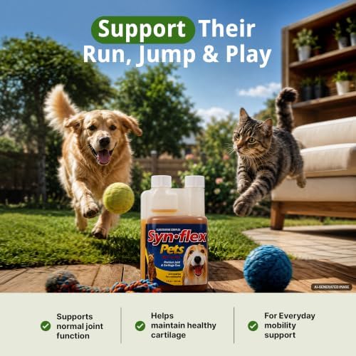 Synflex Concentrated 8oz Joint Supplement Bottle | Glucosamine Chondroitin Liquid for Dogs & Cats | Boswellia Yucca Manganese | Beef Flavor | Made