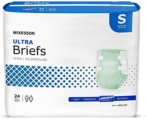 McKesson Ultra Briefs, Heavy Absorbency, Medium, Unisex, 44 in, 96 ct | Disposable, Elastic Leg Gathers and Contoured Fit for Men and Women, Incontinence