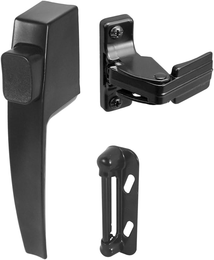 Prime-Line MP5007 Push Button Screen/Storm Door Latch Set, Black (1 Set)