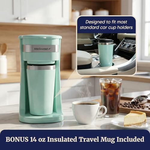 Elite Gourmet EHC111A Personal Single-Serve Compact Coffee Maker, Black