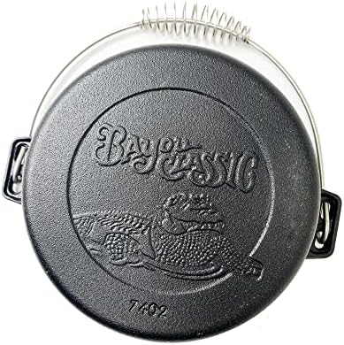Bayou Classic 7402 2-qt Cast Iron Dutch Oven Features Flanged Camp Lid Stainless Coil Wire Handle Grip Perfect To Use Over A Campfire To Prepare