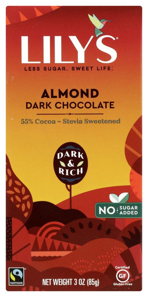 Lily's - Dark Chocolate Bar 55% Cocoa Almond - 3 oz.pack of 2