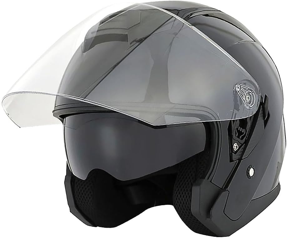 1Storm Motorcycle Open Face Helmet Scooter Classical Knight Bike Dual Lens/Sun Visor: HJK526
