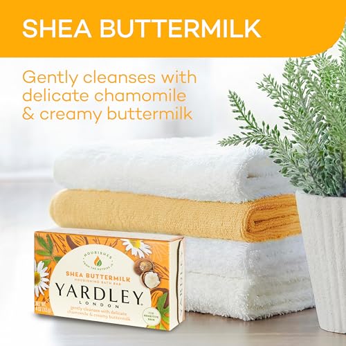Yardley London Nourishing Bath Soap Bar Aloe & Avocado, Conditions Skin with Creamy Avocado & Olive Extracts, 4.0 oz Bath Bar, 1 Soap Bar