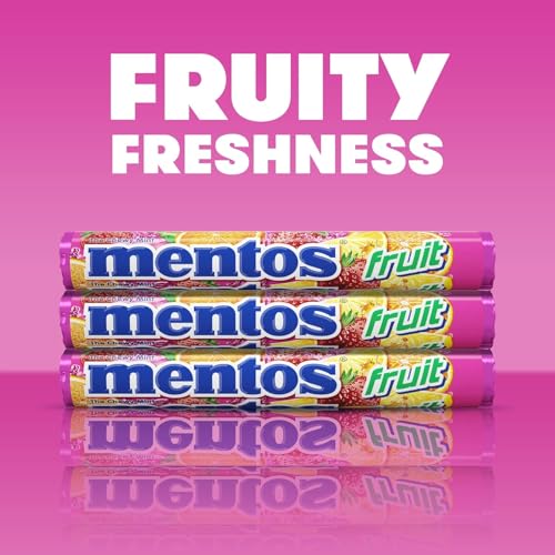 Mentos Fruit Chewy Mint Candy Roll, Mixed Fruit Flavors, Valentine's Day Candy for Parties & Favors, 14 Pieces Per Roll (Pack of 6) | Individually Wrapped Candy for Kids & Adults, Bulk Candy, Great for Parties, Birthdays, Holidays