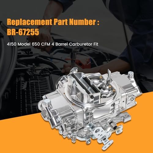 BR-67255 Carburetor 650 CFM 4 Barrel 4150 Model Carburetor Compatible with Holley Quick Fuel Brawler Diecast Carburetors with Mechanical Secondaries