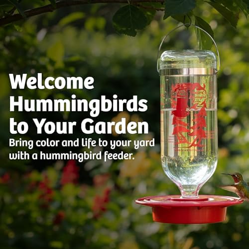 Birds Choice Best-1 Hummingbird Feeder | 32oz Nectar Capacity | Clear | Wide-Mouth Bottle for Easy Filling and Cleaning, Multiple Feeding Ports