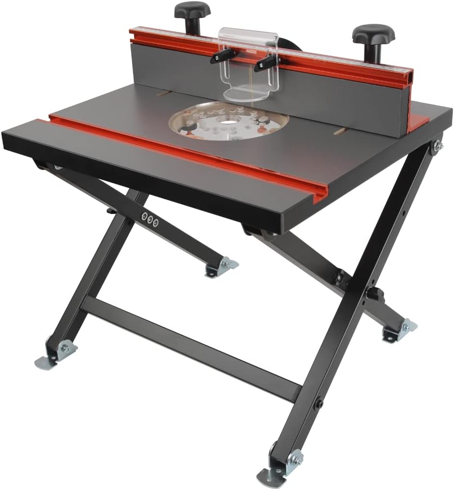 O’SKOOL Foldable Benchtop Trim Router Table with Adjustable Stand | Portable Benchtop Routing With Fold-Flat Storage And Pre-Drilled Fit For