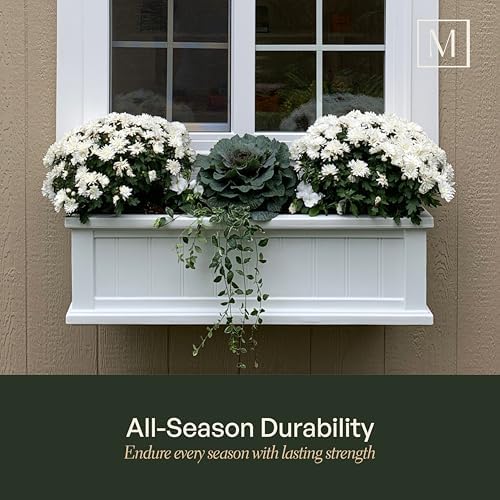 Mayne Cape Cod 4ft Window Box - Black - 48in L x 11in W x 10.8in H - Polyethylene - Built-in Water Reservoir (4841-B)